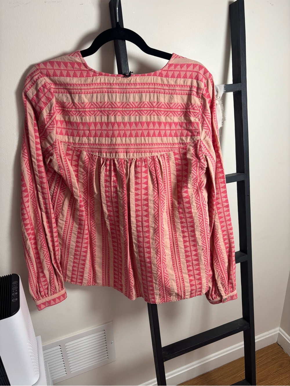 Pink Patterned Peplum Square-Neck Blouse - Picture 3 of 4